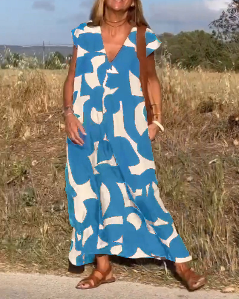 Sarinya - Abito Stampato Con Scollo a V