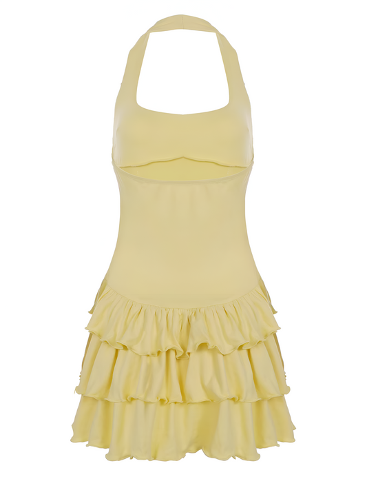 Abito estivo Bodycon Mini con Collo Halter e Volant per Donna