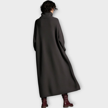 Abito Maxi di Maglia con Collo alto