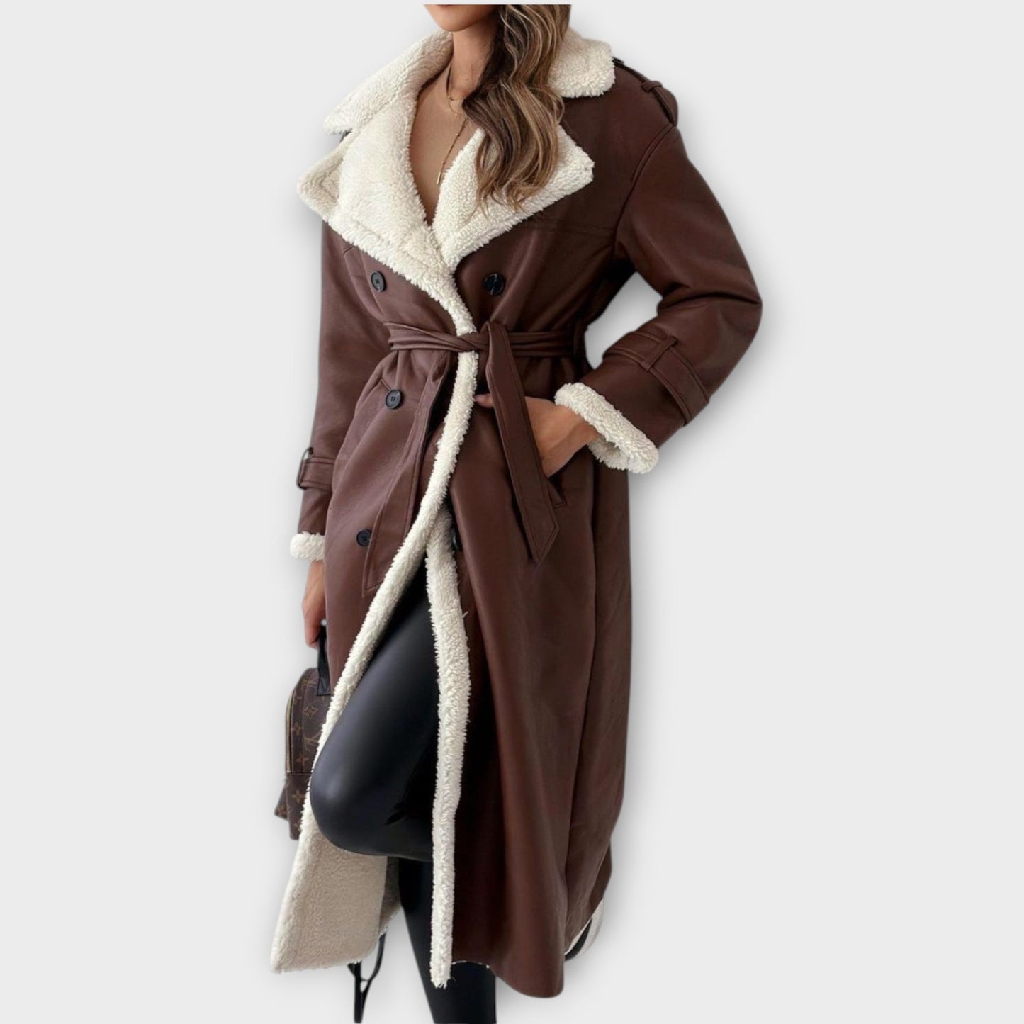 Trench Doppiopetto Foderato in Sherpa