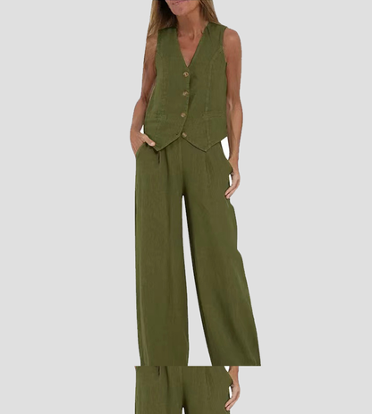 Aira - Set di Gilet Abotonado e Pantaloni a gamba larga
