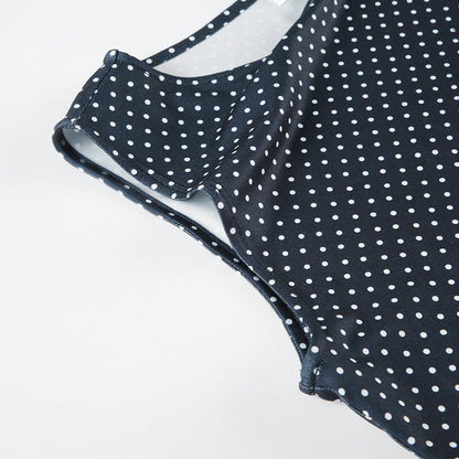 Mini Abito Senza maniche con Pois da donna con Vita Aderente
