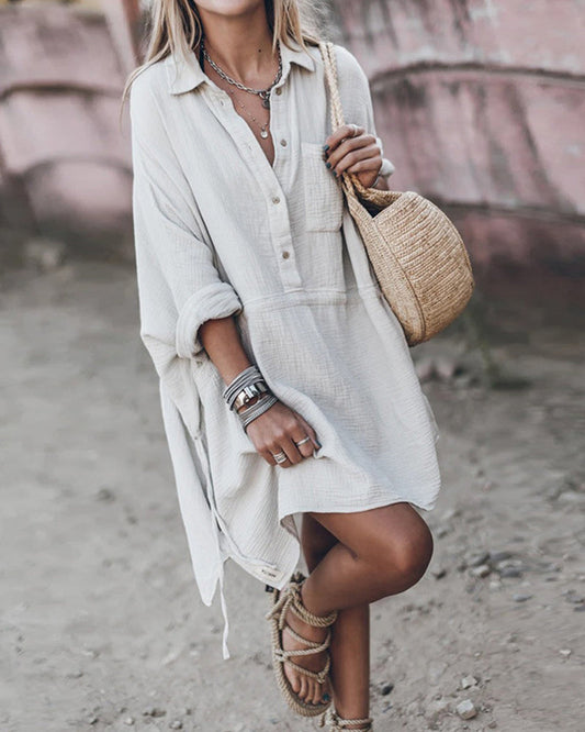 Sloane - Abito Camicia Morbido di Miscela di Cotone Chic
