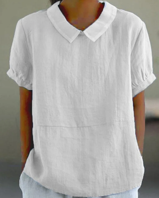 Beatrix | Camicia di Cotone-Lino Floreale Retrò