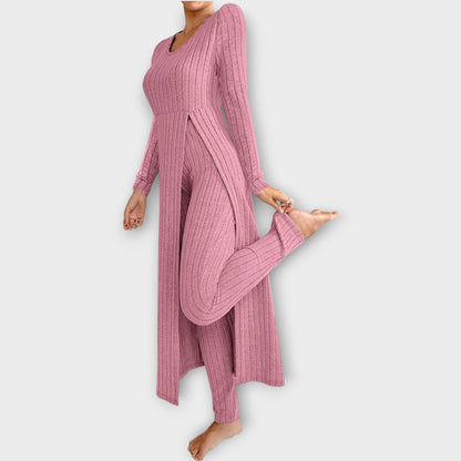 Set Lounge di Maglia Acanalado con Tunica di scollo a V