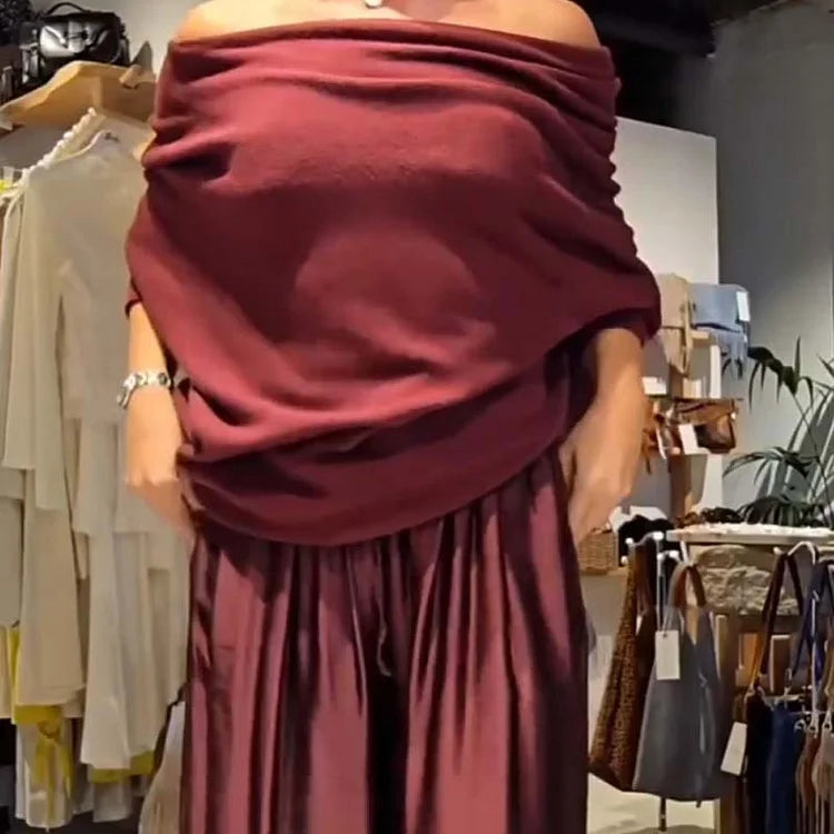 Set di salón elegante di due pezzi con spalle descubiertos – morbido, valorizzante ed elegantemente casual