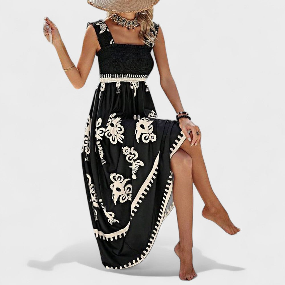 Liora | Abito Maxi con Cuerpo Fruncido