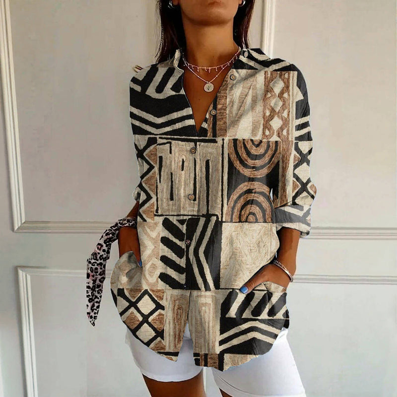 Sydney™ - ABITO CAMISERO DI IMPRESSIONE ABSTRACTA VINTAGE