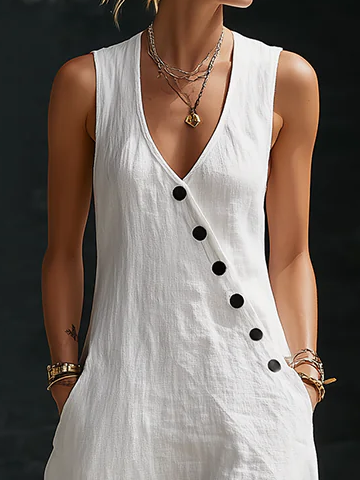Abito maxi donna Bottonata Fluida - Eleganza Minimalista Quotidiana