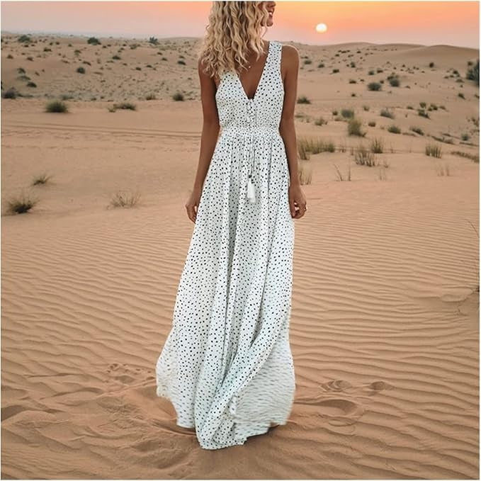 Ismena - Abito Maxi Boho di Pois