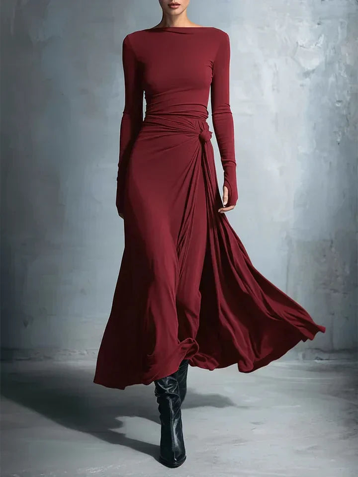 Elegante Abito maxi di Jersey con Nudo Lateral