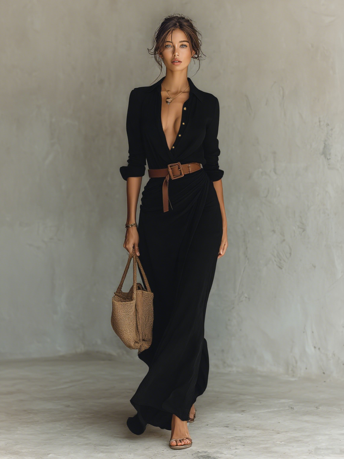 SCARLETT – ABITO MAXI CON DRAPPEGGIATO ELEGANTE