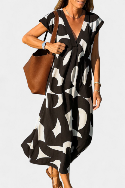 Asela Abito casual con scollo a V e Stampa Mixi