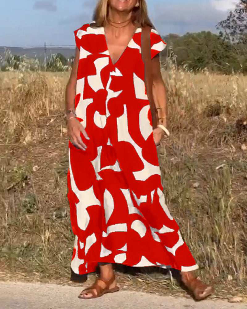Sarinya - Abito Stampato Con Scollo a V