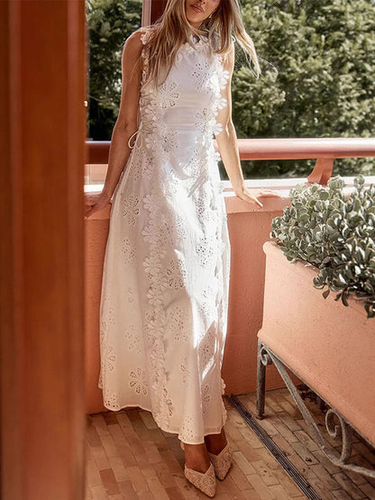 Éliora – Abito Maxi di Pizzo Floreale con Spalline Ajustables