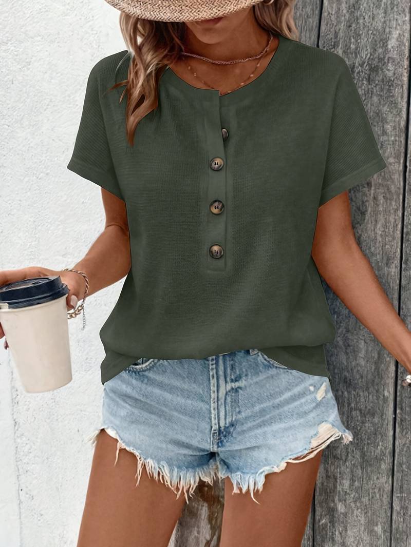 Marylou - Top a maniche corte con scollo redondo casual