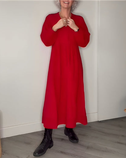 AMANDA – ABITO MAXI A MANICHE LUNGHE E SCOLLO A V ELEGANTE