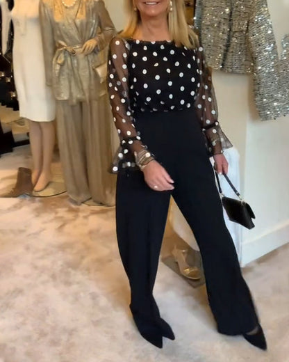 Blusa Casual Transparente con Pois