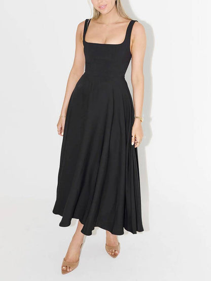 Elara | Abito Midi di Collo Cuadrado Elegante