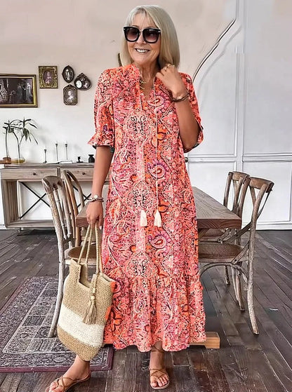 Mevelyn - Abito Bohemio di Paisley con Borlas e Cinta