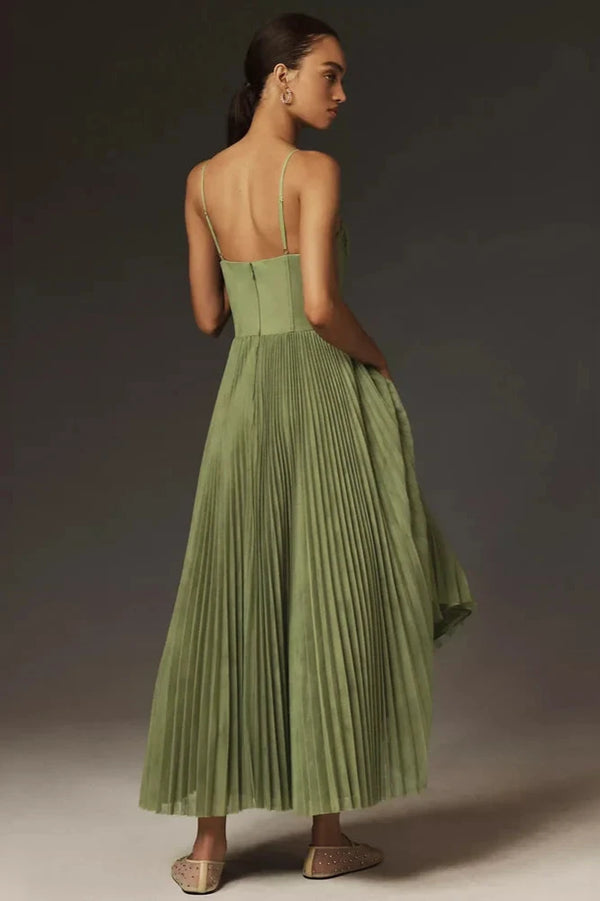 Lina | Abito Plissettato Elegante con Spalline Finos