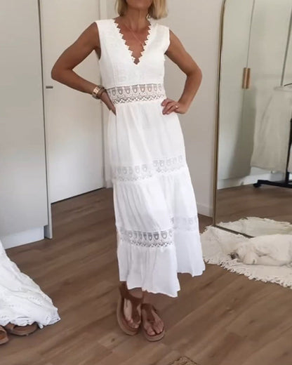 Mirna - Abito senza maniche di pizzo con scollo a V