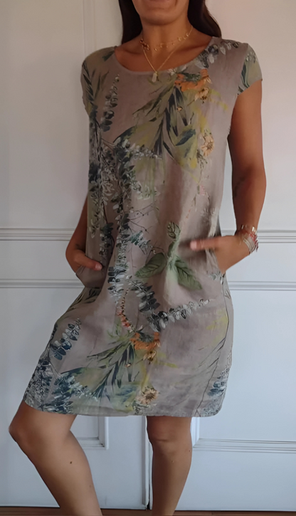 Iris - Abito stampato casual di corte holgado hasta la rodilla