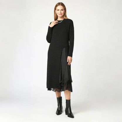 Miraluna | Abito midi Elegante con Dettaglio in pizzo