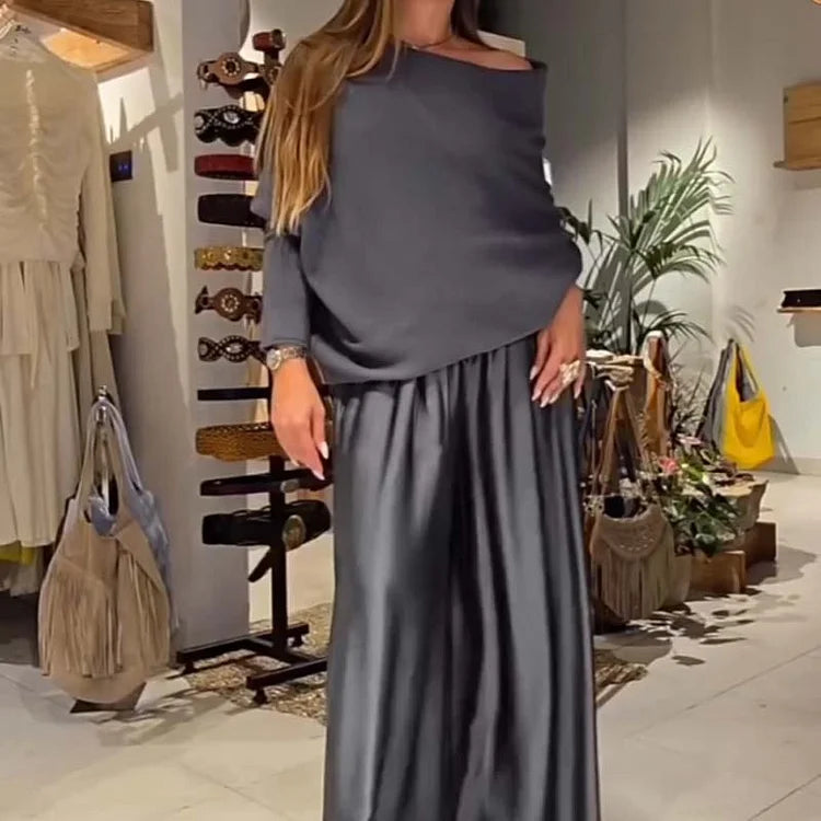 Set di salón elegante di due pezzi con spalle descubiertos – morbido, valorizzante ed elegantemente casual