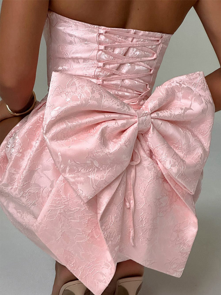 Mini Abito di Nudo Jacquard Amelia