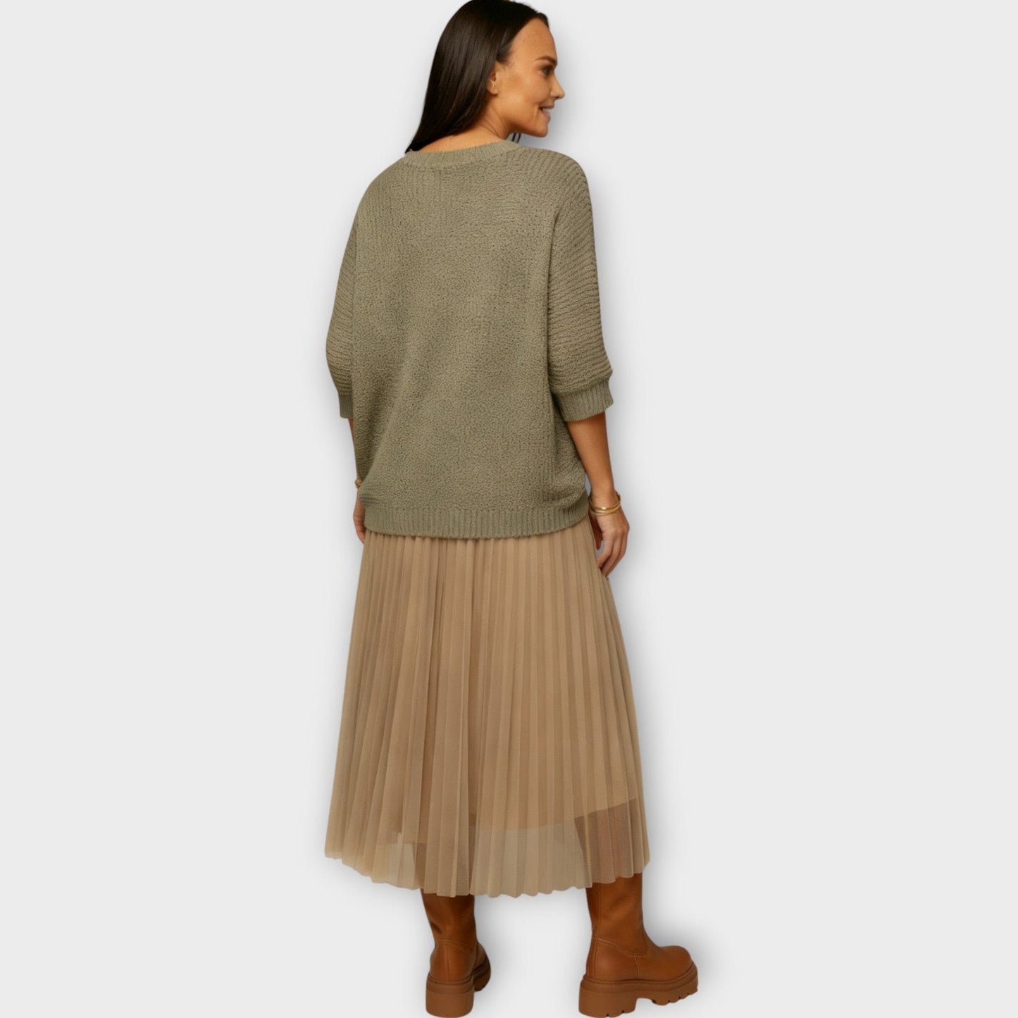 Set di Top di Maglia e Gonna midi Plissettata