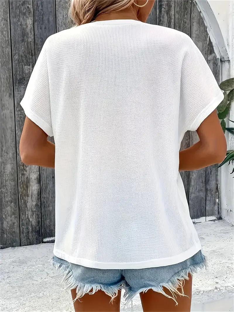 Marylou - Top a maniche corte con scollo redondo casual