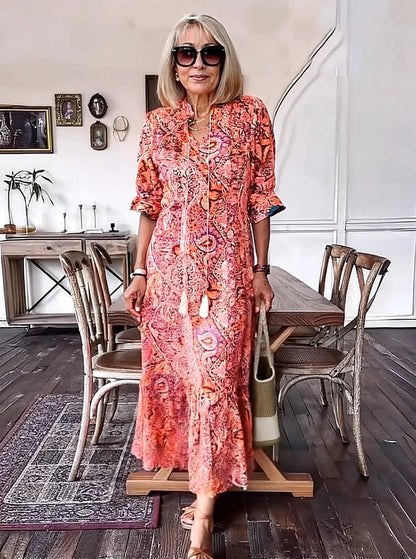 Mevelyn - Abito Bohemio di Paisley con Borlas e Cinta