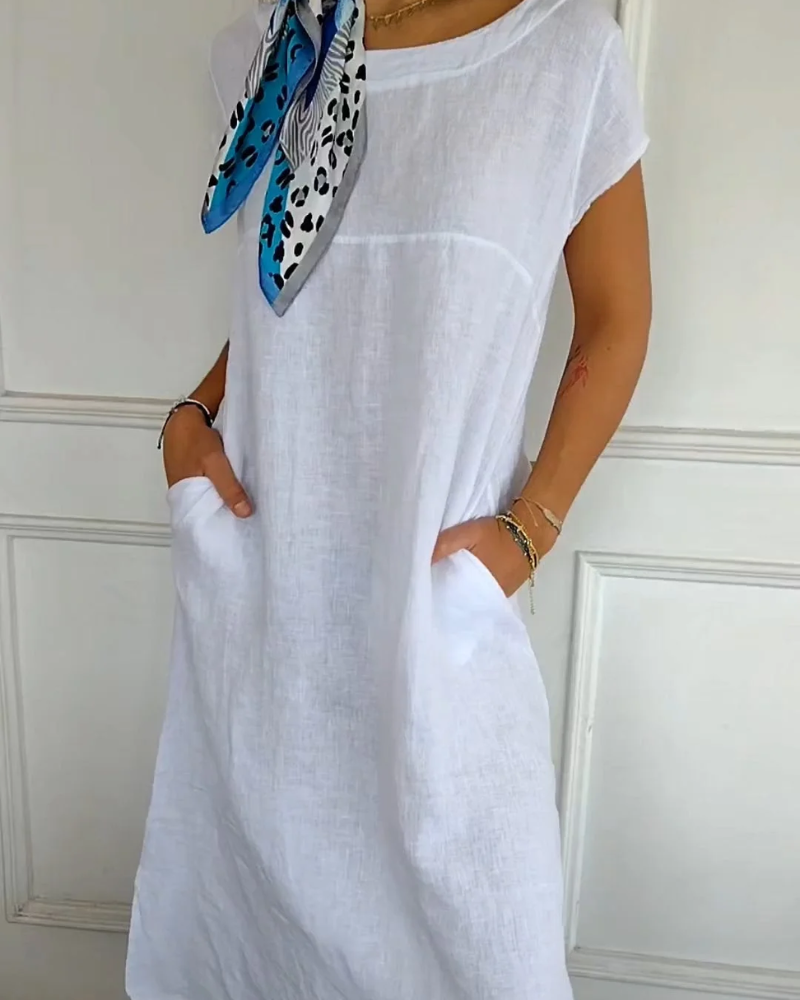 Juniper - Abito in cotone e lino alla moda con Tasche