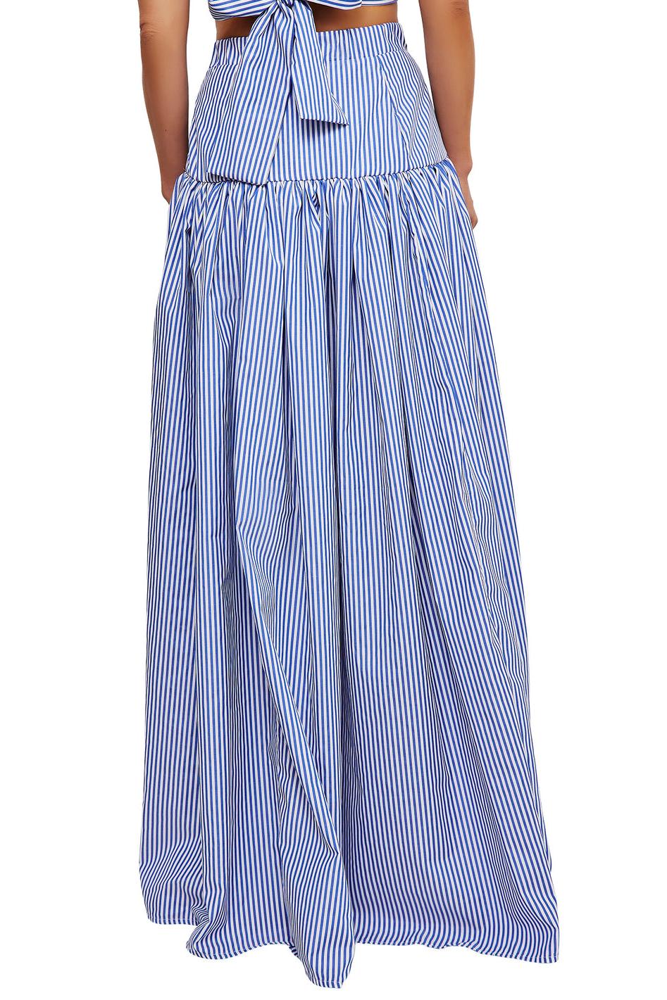 Ippolita Camicia a collo alto a righe e gonna da tailleur Plissettata