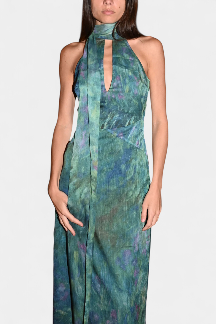 Moana Abito in Chiffon con Stampa Ispirato a Monet