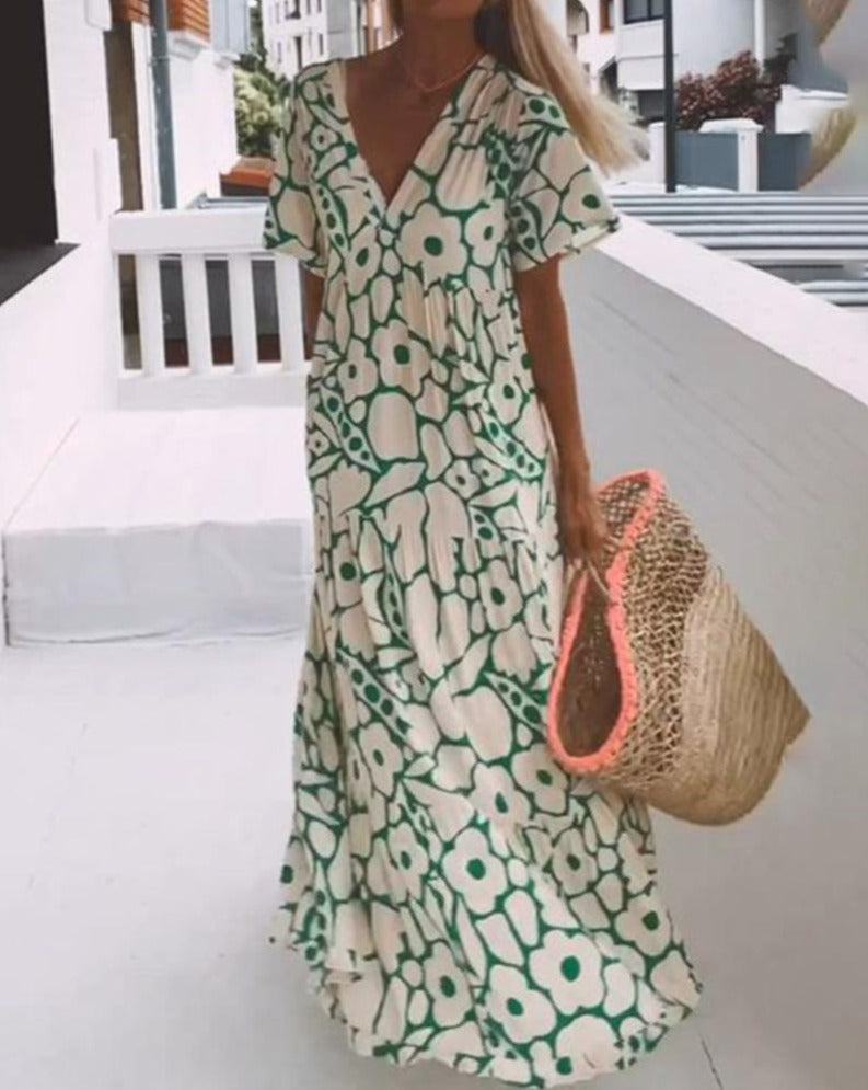 ESTER - Abito Maxi con Maniche corte