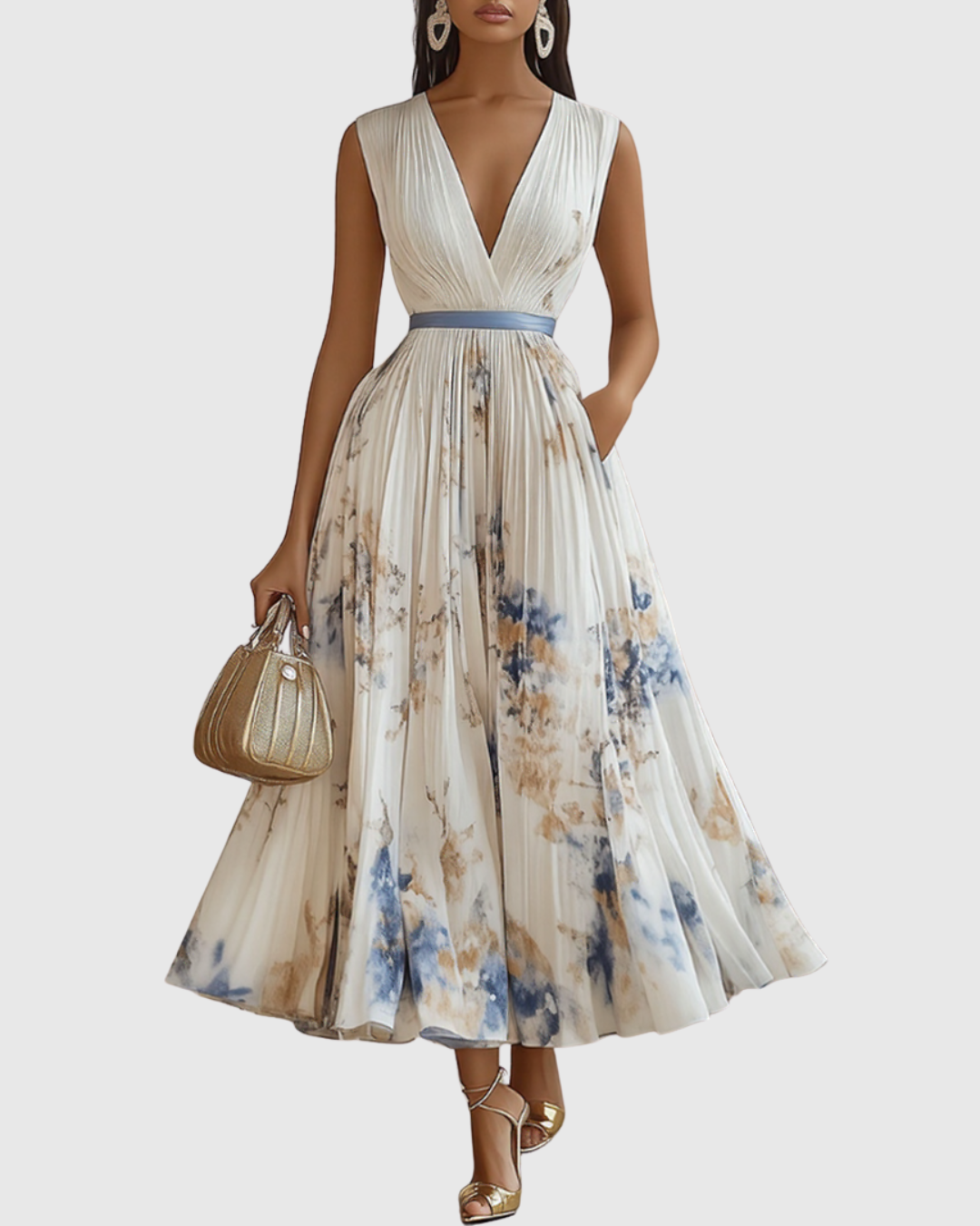 Abito Longue Plissée Élégante Rowella - Maxi Abito Fluido donna