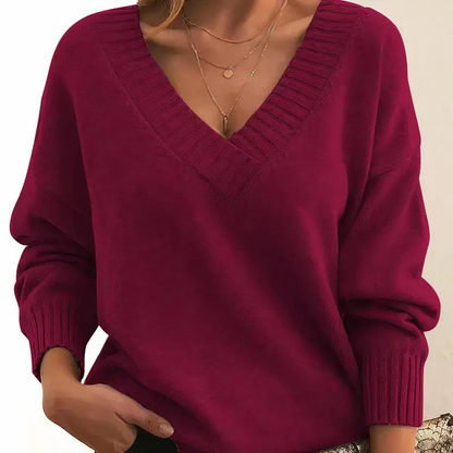 Aria | Maglione Chic con scollo a V Profundo e Vestibilità rilassata