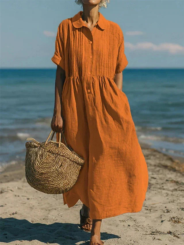 Abito chemisier Midi in Cotone Fluido - Eleganza Casual per donna