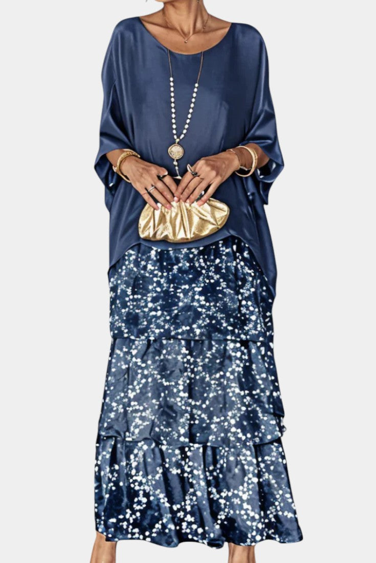 Caroline Abito maxi di Batwing con Stampa