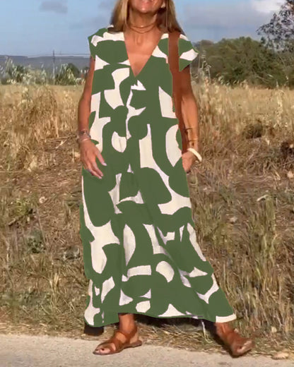 Sarinya - Abito Stampato Con Scollo a V