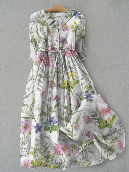 Abito Dahlia - Abito A-Line Floreale Vintage per la Comfort di Estate