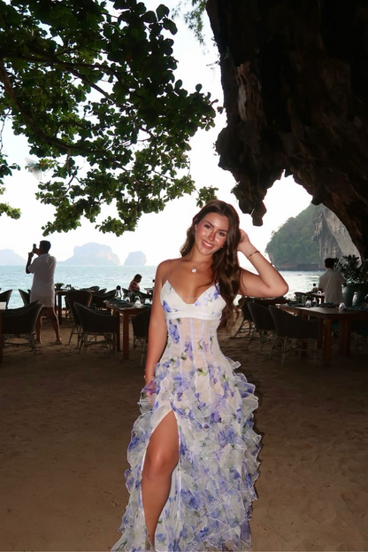 ODESSA – ABITO MAXI CON VOLANT E SPALLINE TENDENCIALES