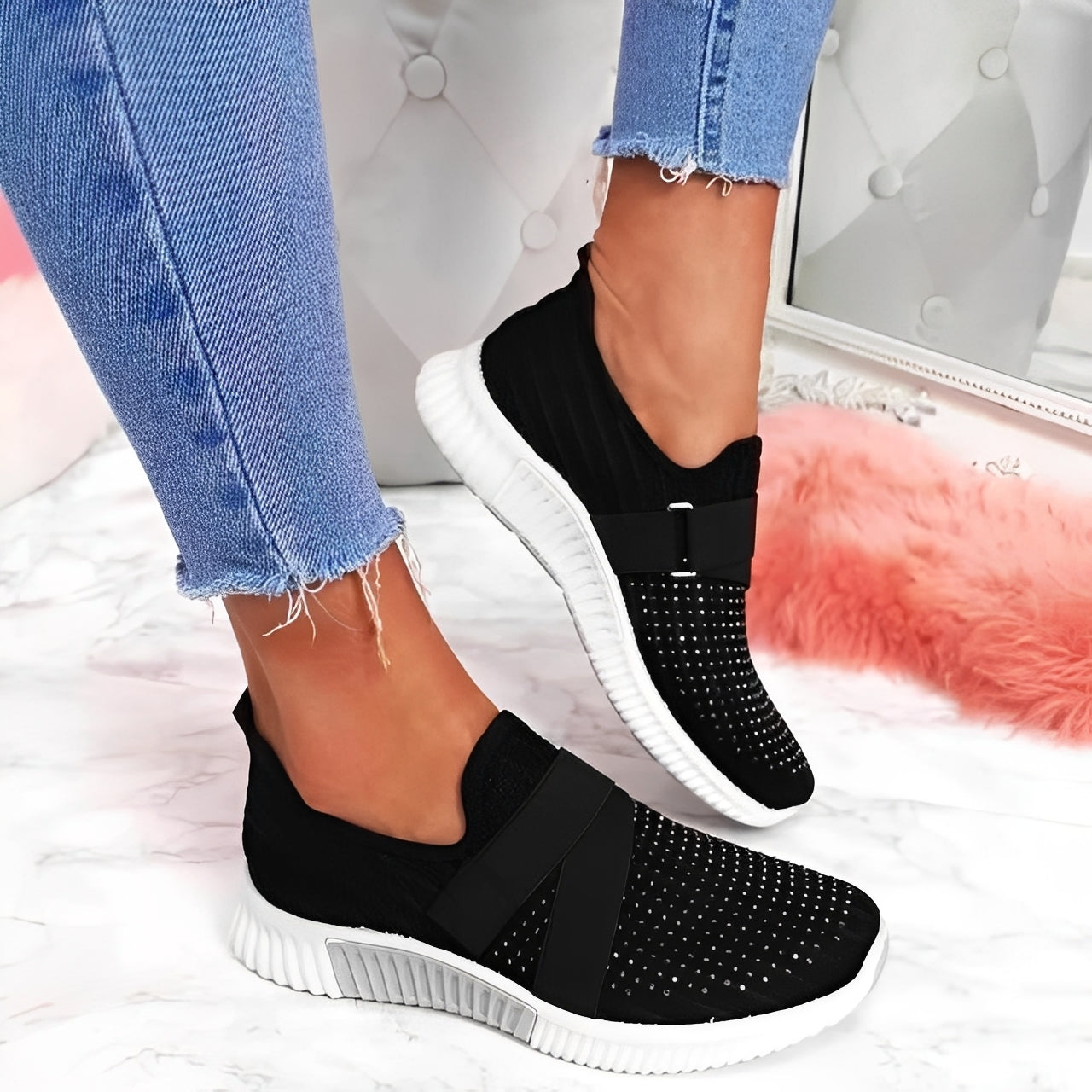 Christine - Scarpe bajos eleganti con cierre di velcro da donna