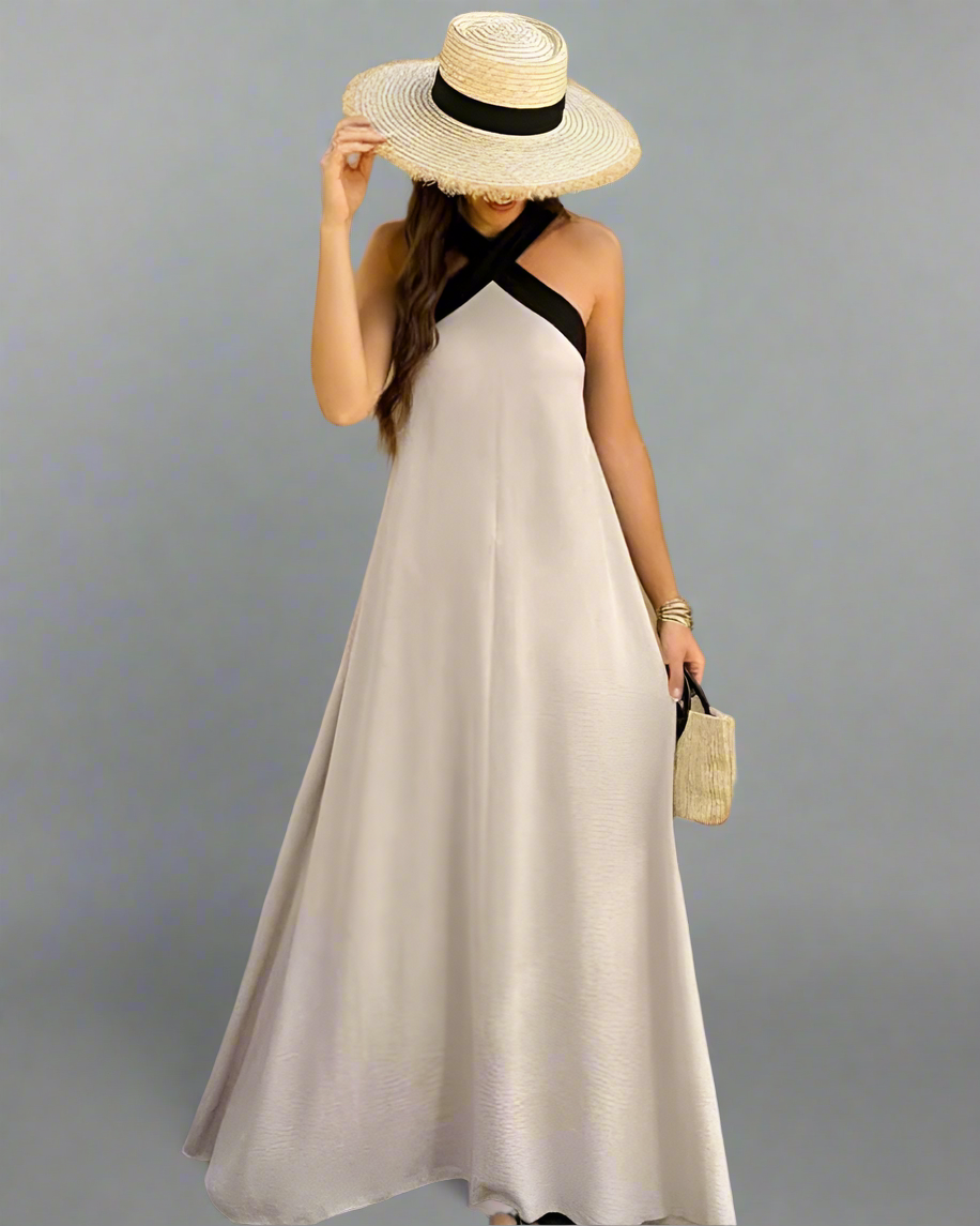 Brunhilde | Abito Elegante con Corte Schiena Descubierta e Collo Halter Moderno