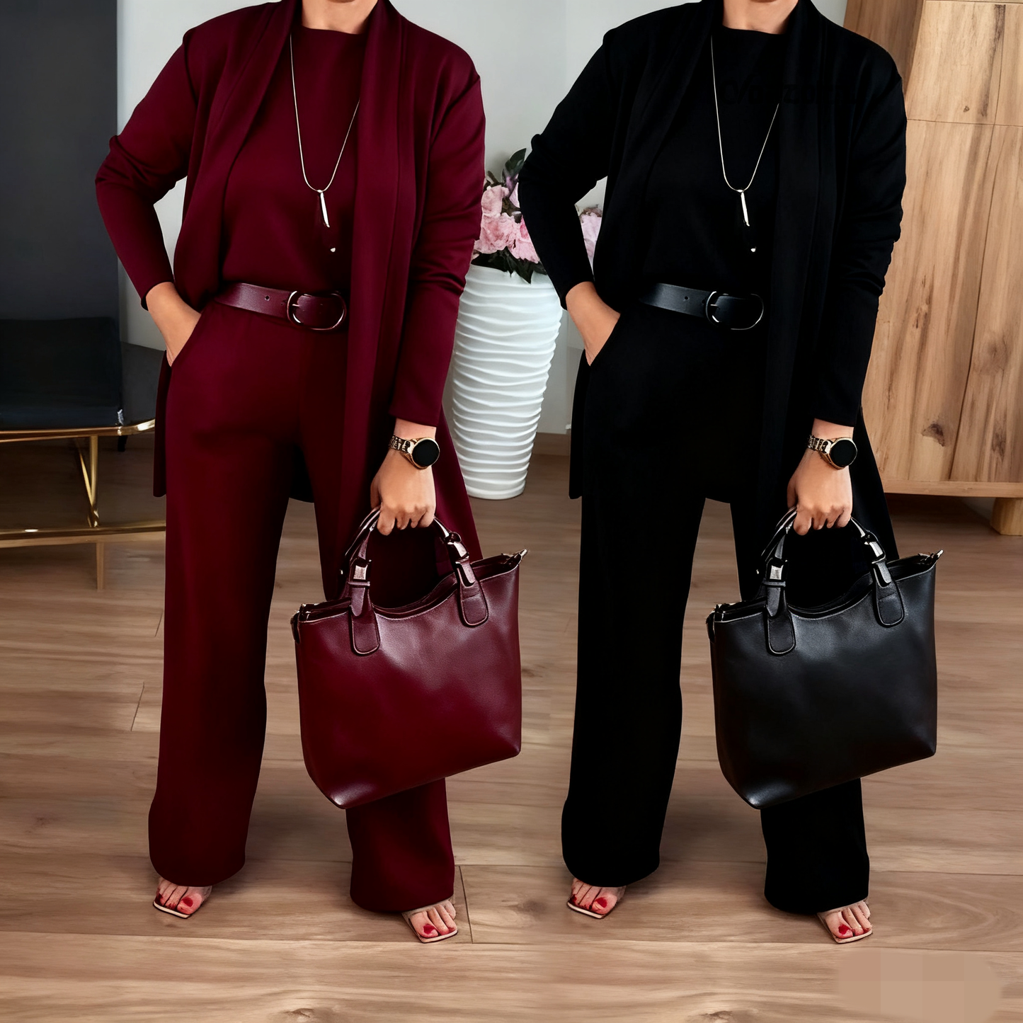 NATALIE - SET CLASSICO TRE PEZZI CON CARDIGAN