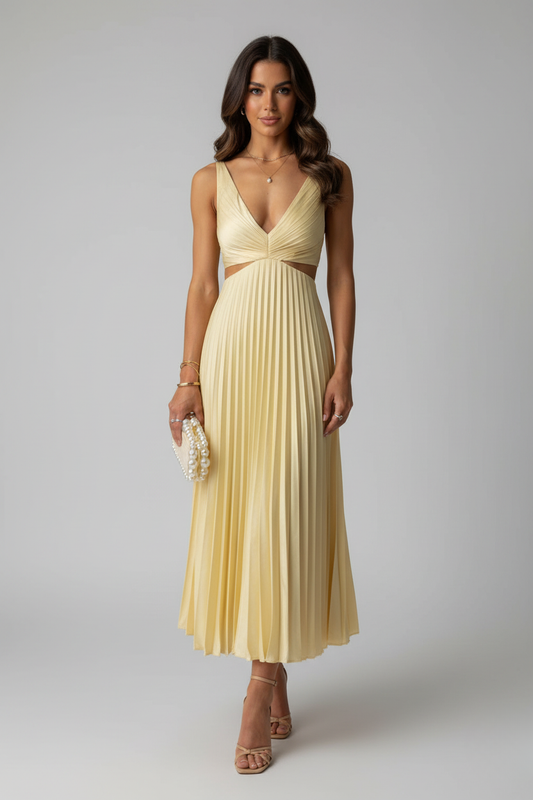 Abito midi Plissettato Elegante per Invitadas di Boda di Luna