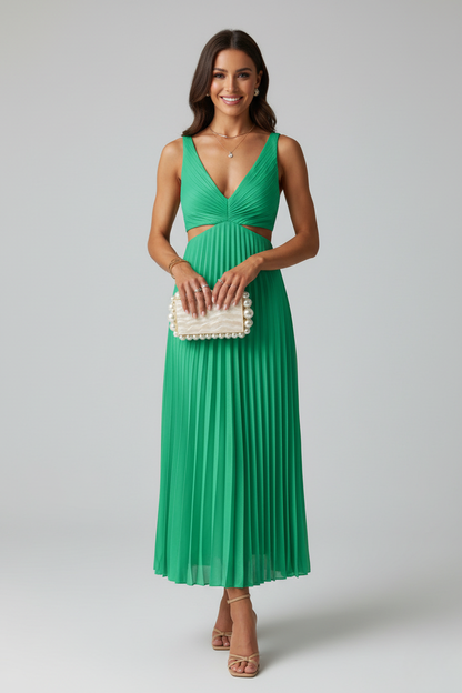Abito midi Plissettato Elegante per Invitadas di Boda di Luna