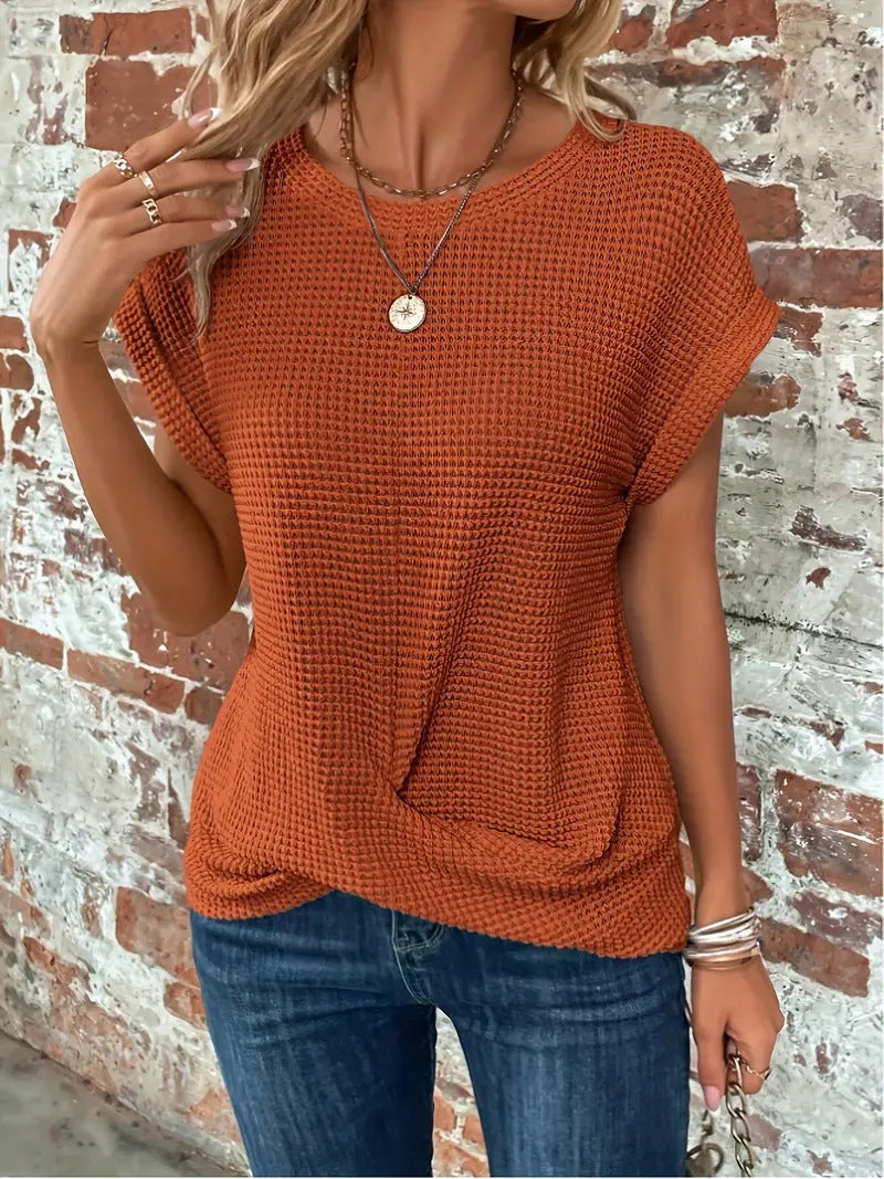 Tegan – Maglietta Casual di Maglia in Tessuto di Panal